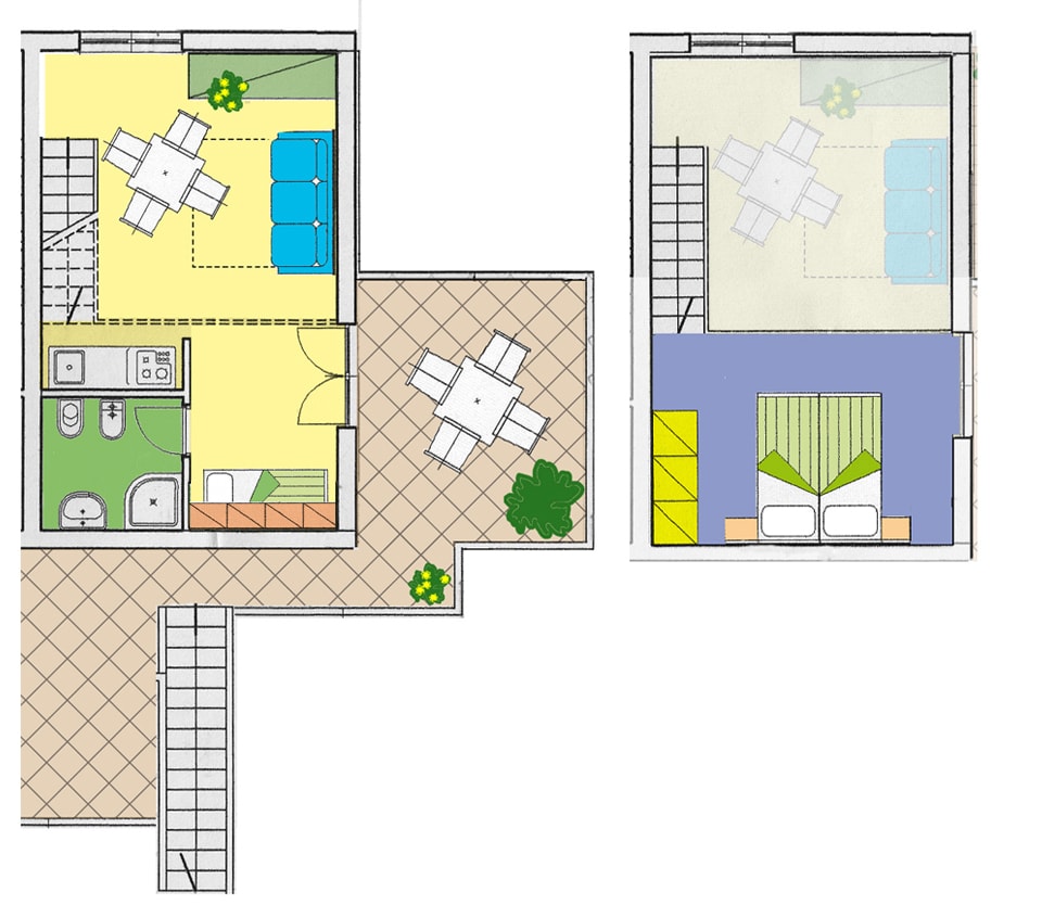 Type B - Two levels studio apartment sleeping 6